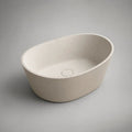 Vasque à poser ovale en composite minéral blanc cassé moucheté beige, 60 × 40 × 15 cm