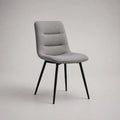 Chaise de salle à manger rembourrée en tissu gris clair avec pieds en acier noir, 48 × 56 × 84 cm