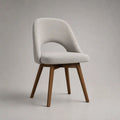 Chaise de salle à manger rembourrée en polyester et hêtre massif, dossier arrondi, beige clair et brun, 51 × 56 × 82 cm