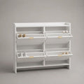 Meuble à chaussures en MDF blanc et doré à 4 abattants, 120 × 24 × 120 cm