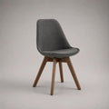 Chaise de salle à manger rembourrée en tissu gris anthracite avec pieds en bois brun noyer, 49 × 55 × 84 cm