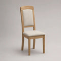 Chaise de salle à manger rembourrée en bois massif et tissu beige, 45 × 52 × 98 cm