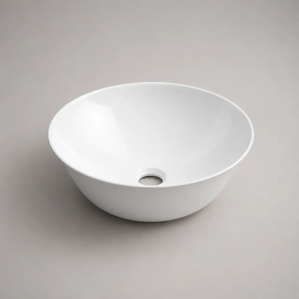 Vasque à poser ronde en céramique blanche Ø 40 × H 14,5 cm