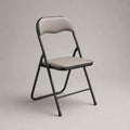 Chaise pliante rembourrée en acier et tissu gris et noir, 47 × 53 × 79 cm
